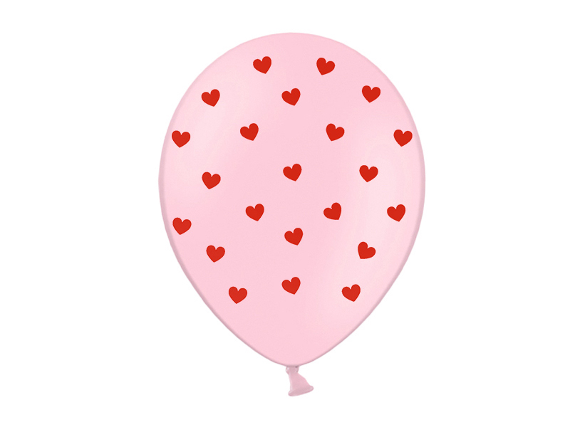 Balony 30 cm, Serca, Pastel Baby Pink - 5 szt.